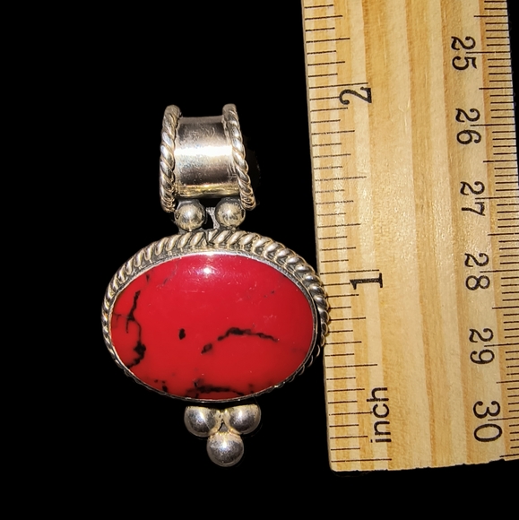 Vintage Mexico ATI  Red Jasper & Sterling Silver  Pendant - Picture 4 of 9